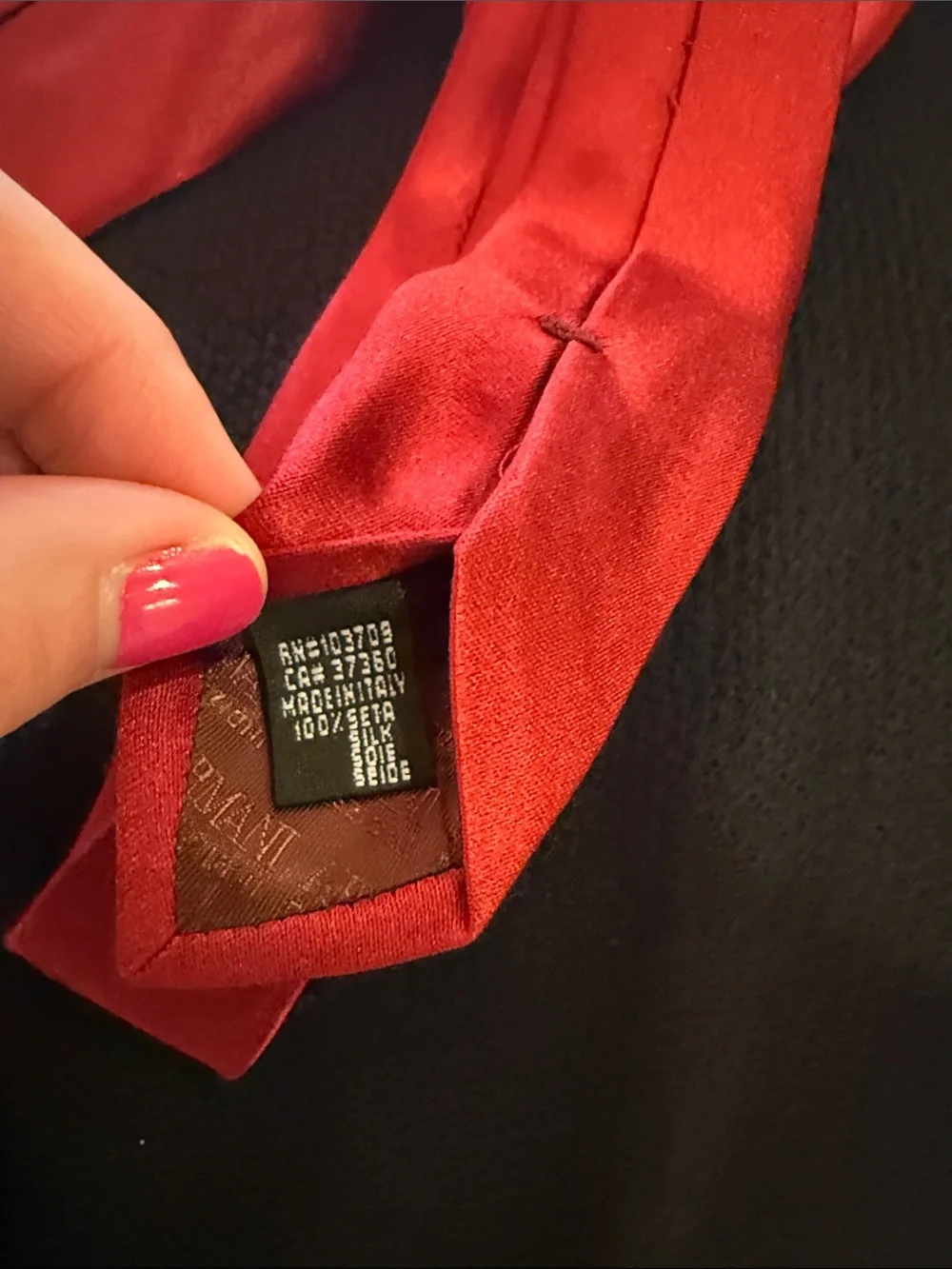 Armani Collezioni Solid Red Silk Tie